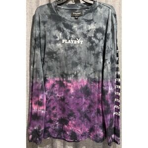Playboy by PACSUN Long Sleeve Tie Dye T-Shirt Mens Size Large Bunny Logo 2 toned